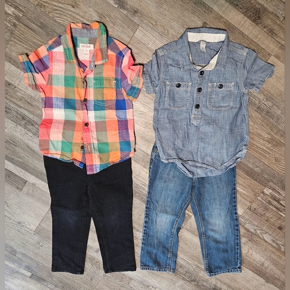 Kids Denim and Plaid Outfit Set - Picture 3 of 16